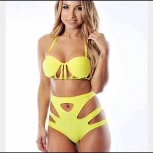 Sexy Yellow Two Piece Swimming Suit